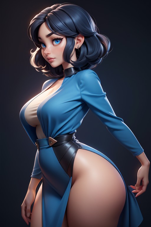 Round Hair Bob, Large Breasts, Beautiful Woman Hentai AI Porn