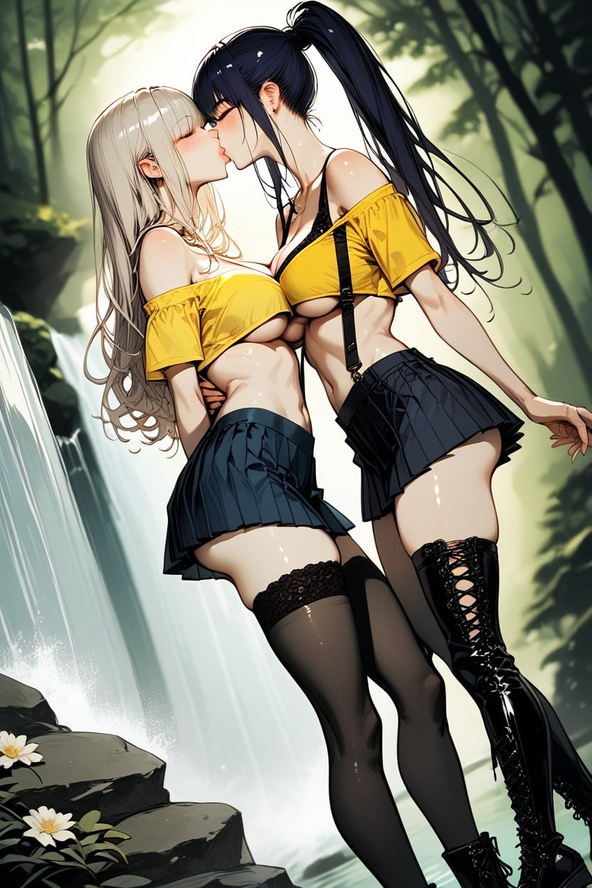 Kissing, 2 People, Bust Shot Hentai AI Porn
