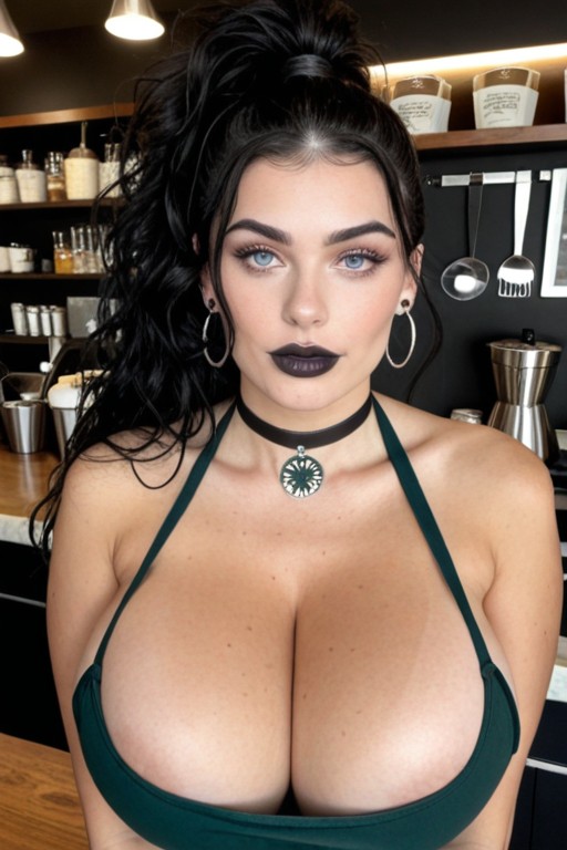 Huge Deep Cleavage, Front View, Thick Lips AI Porn