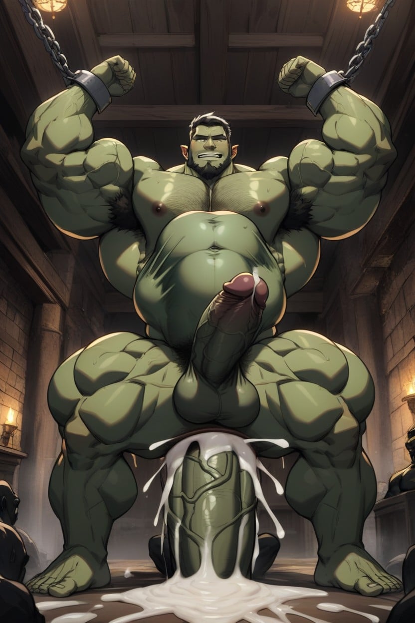 Arms And Legs Chained, Belly Bulge, Extreme Hyper Cock AI Gay Porn