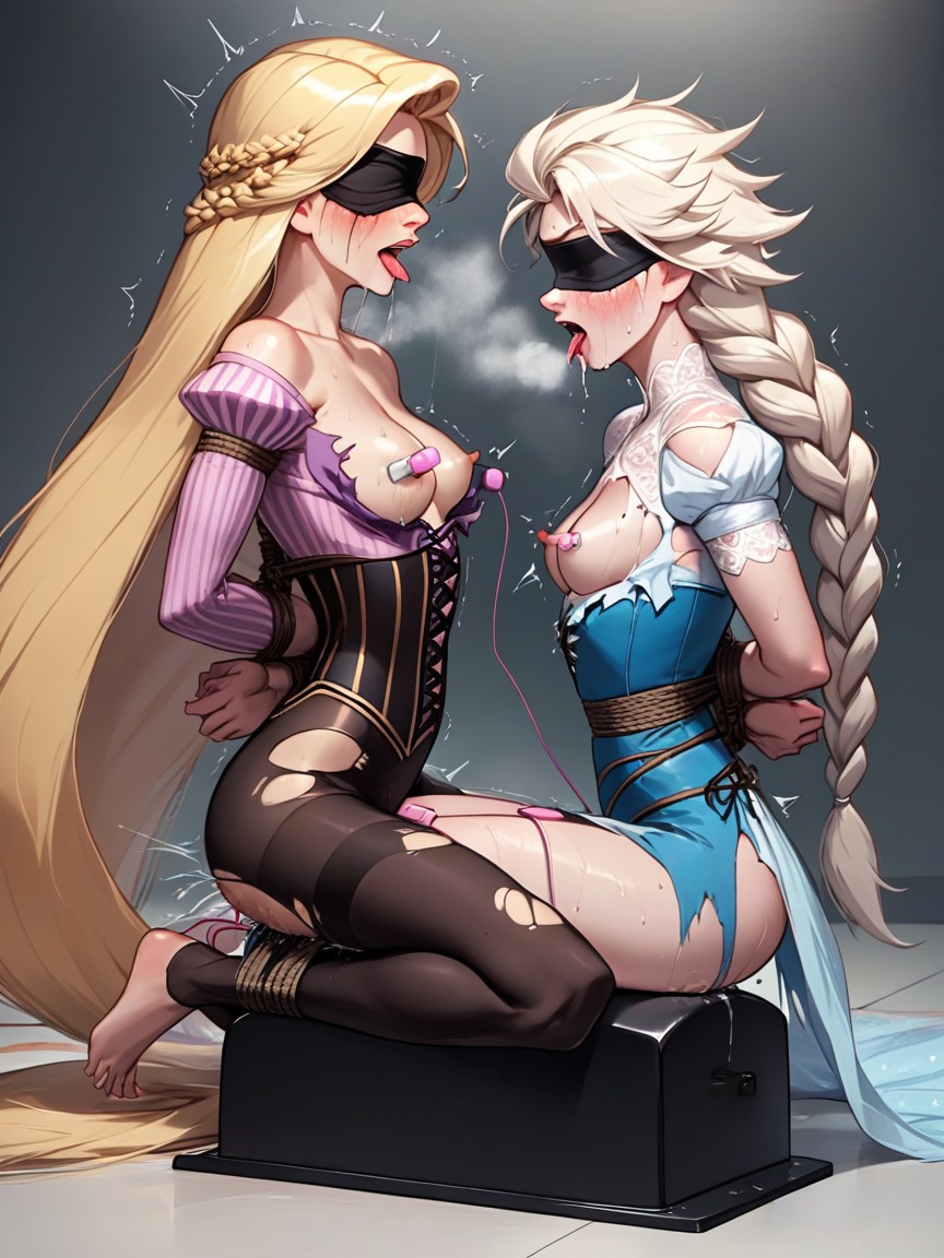Heavy Breath, Exposed Breasts, 2 People AI Porn