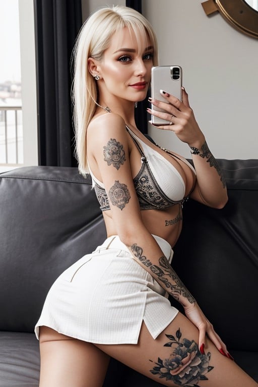 Pulling Up Skirt, Fit Abs, 18+ AI Porn