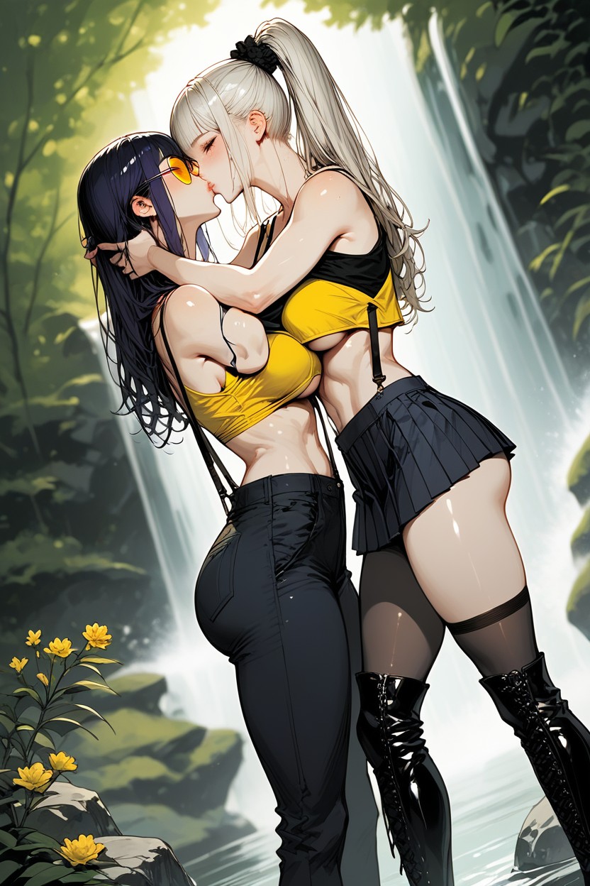 Gray Eyes, Forest, High Boots Hentai AI Porn