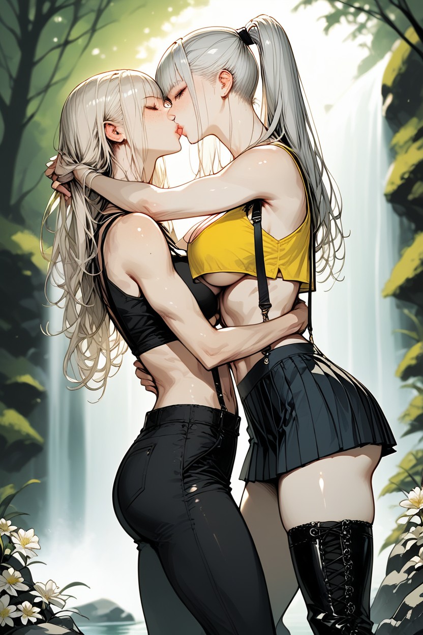 2 People, Green Eyes, Lean Muscle Hentai AI Porn