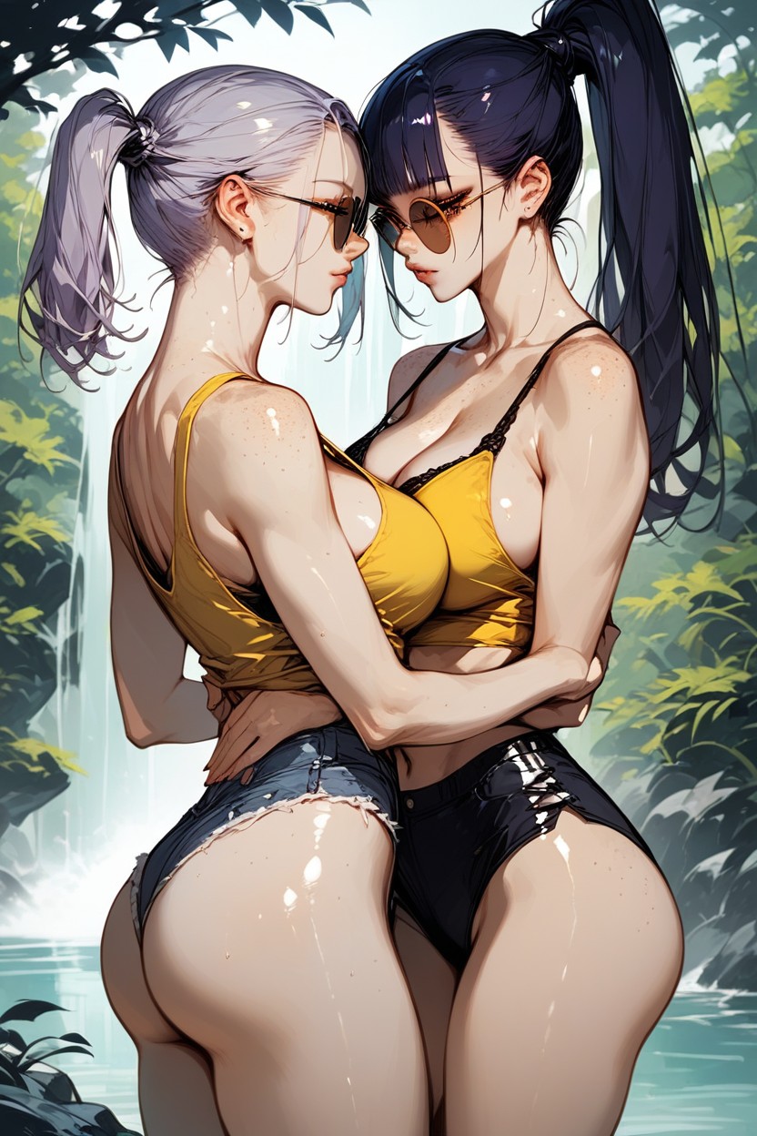 Hourglass, Navel Exposed, Sneakers Hentai AI Porn
