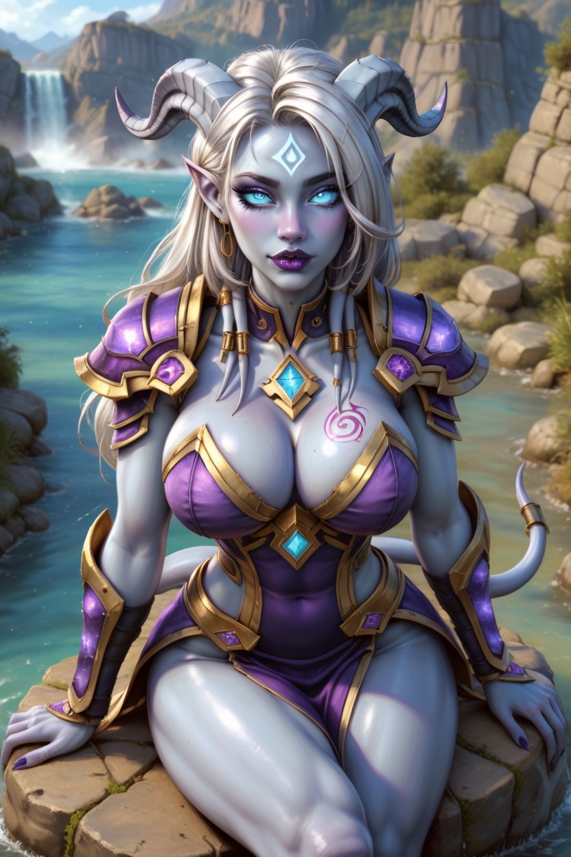 Purple Lipstick, Large Breast, Fit Body AI Porn