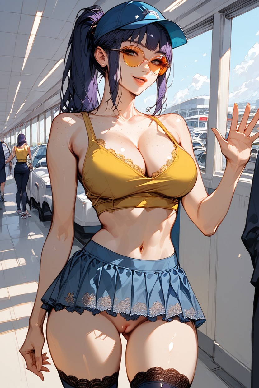 18+, Round Sunglasses, Freckles Hentai AI Porn