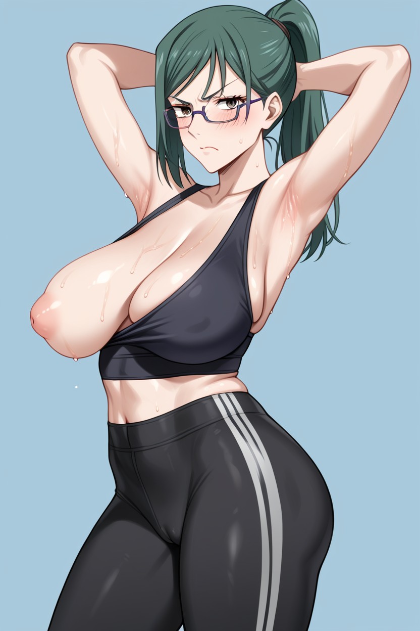 Arms Up, Light Skin, Blushing Hentai AI Porn