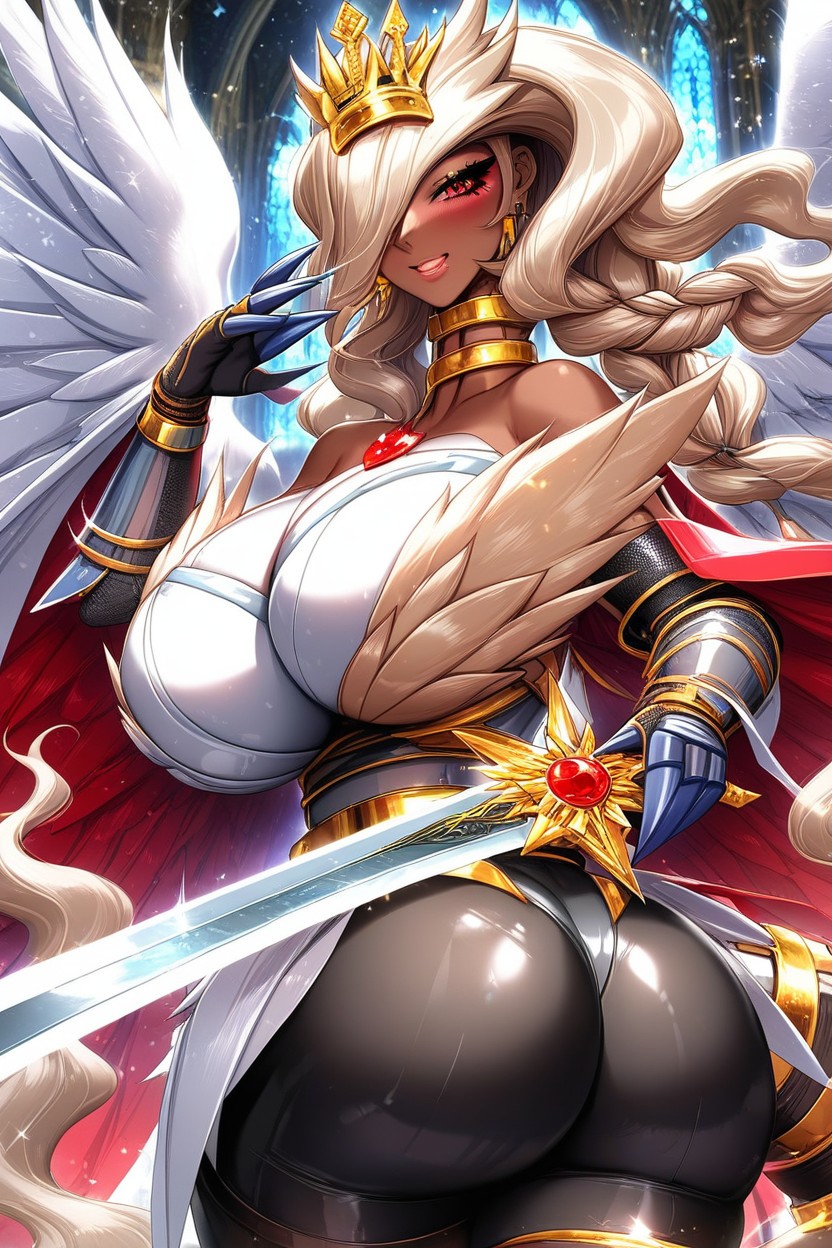 Pants, Leg Armor With Gold Fur, Glossly Lips AI Porn