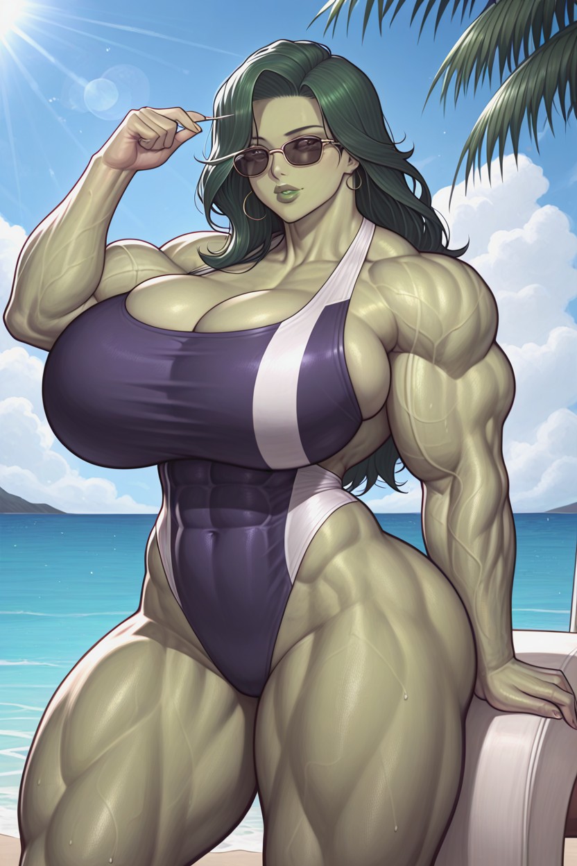 Exaggerated Big Butt, Hyper Gigantic Muscles, Ultra Muscular Hentai AI Porn