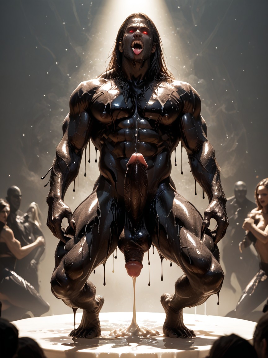 Dripping Black Goo, Dancers Are Topless, Veiny Muscles AI Porn