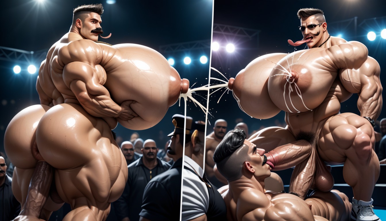 Sideburns, Sucking And Licking Huge Lactating Nipples, On Stage AI Gay Porn