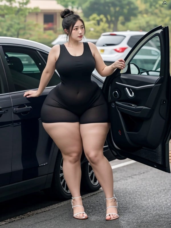 Feet Focus, Asian Females, Disproportionately Large Butt AI Porn