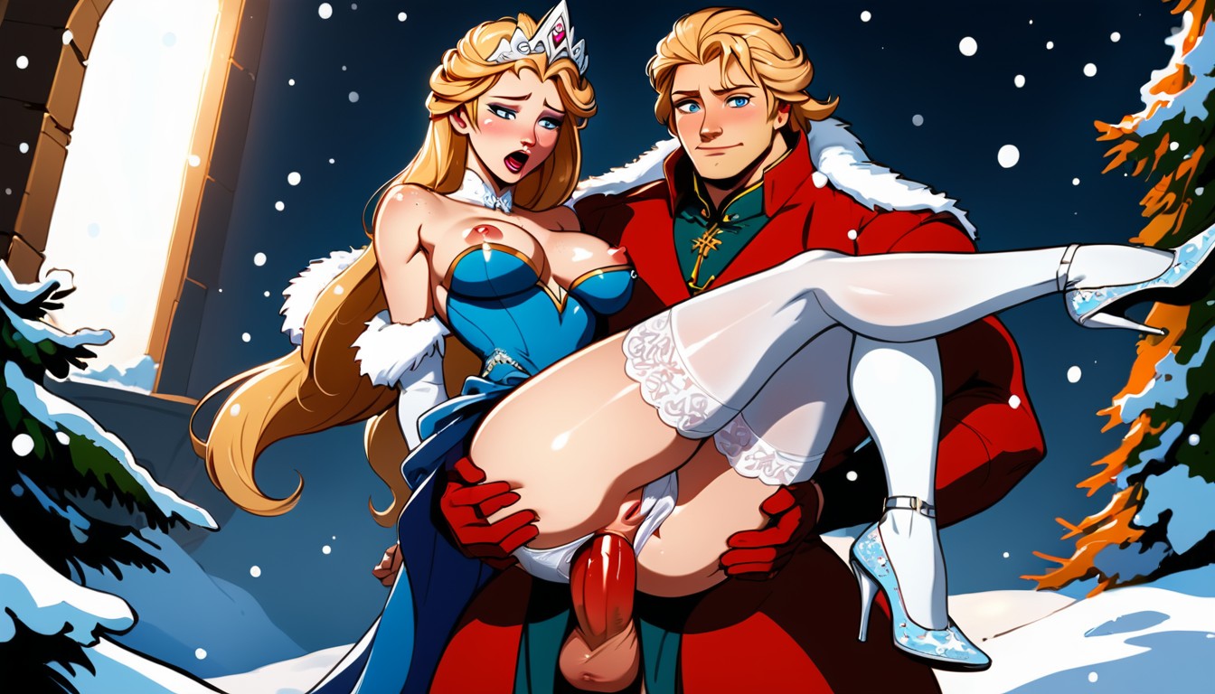 Dressed Like A Princess, Wearing Tiara, Rounded Breast AI Porn