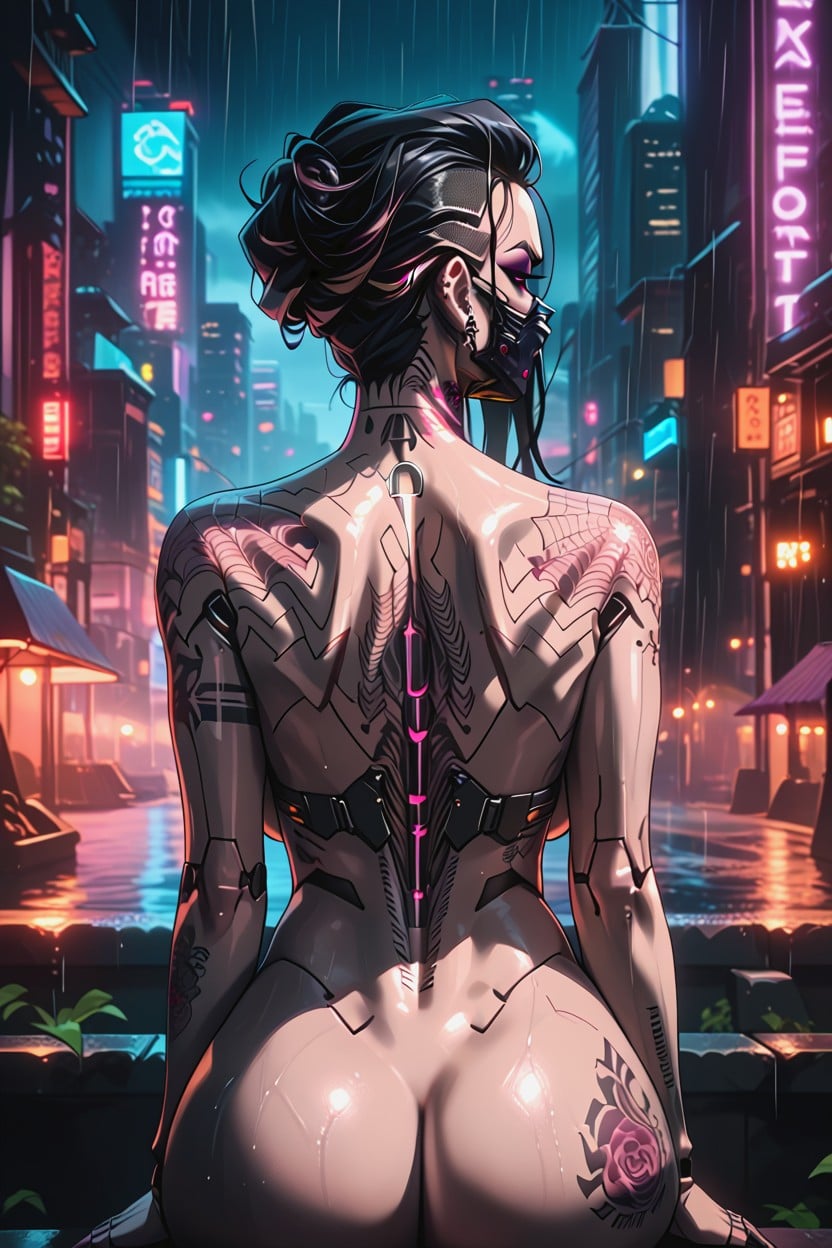 Back Tattoos, Earrings, Medium Length Under Hair Hentai IA
