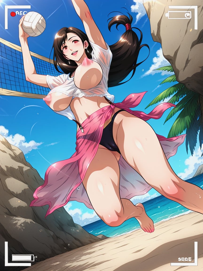 Smiling, Tifa Lockhart From Final Fantasy, Full Body AI Porn