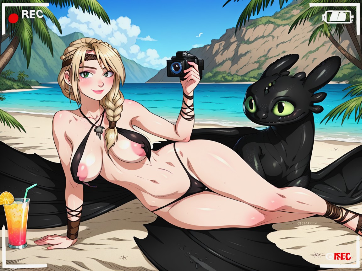 Erect Nipple Under Clothes, Full Body, Wearing String Bikini AI Porn