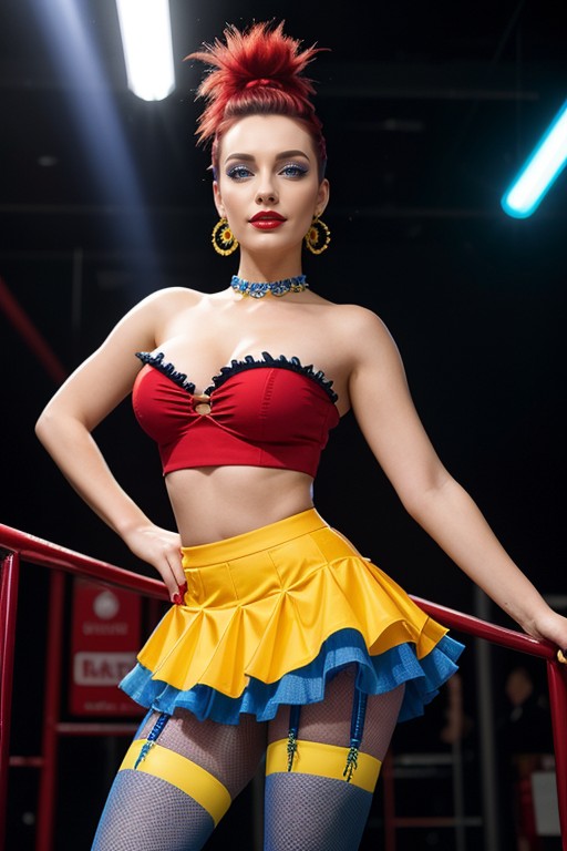 Skirt, Ulta Detailed Face, Dances Energetically Around A Nightclub Pole AI Porn