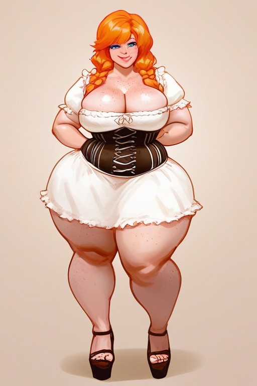 Two Braids Hair, Big Boobs, Chubby Hentai IA