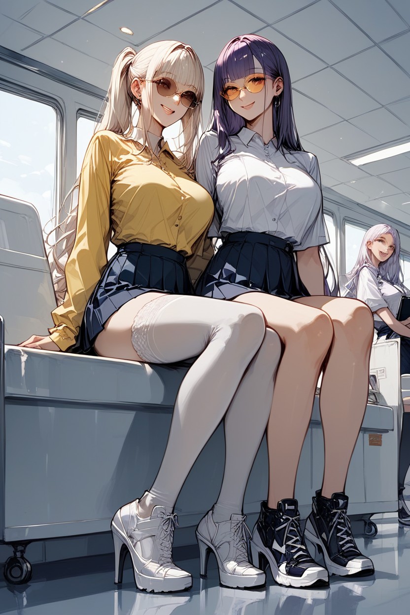 Thigh High Socks, Stockings, 2 People Hentai AI Porn