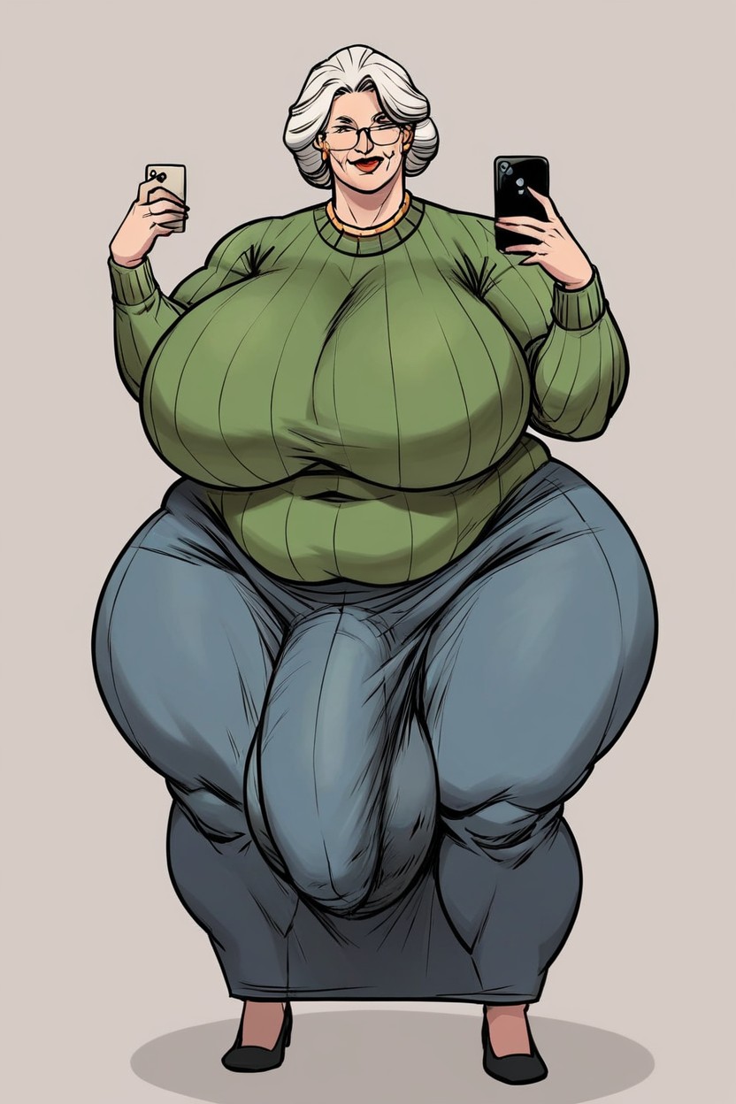 Gigantic Balls, Mature, Standing Next To AI Porn