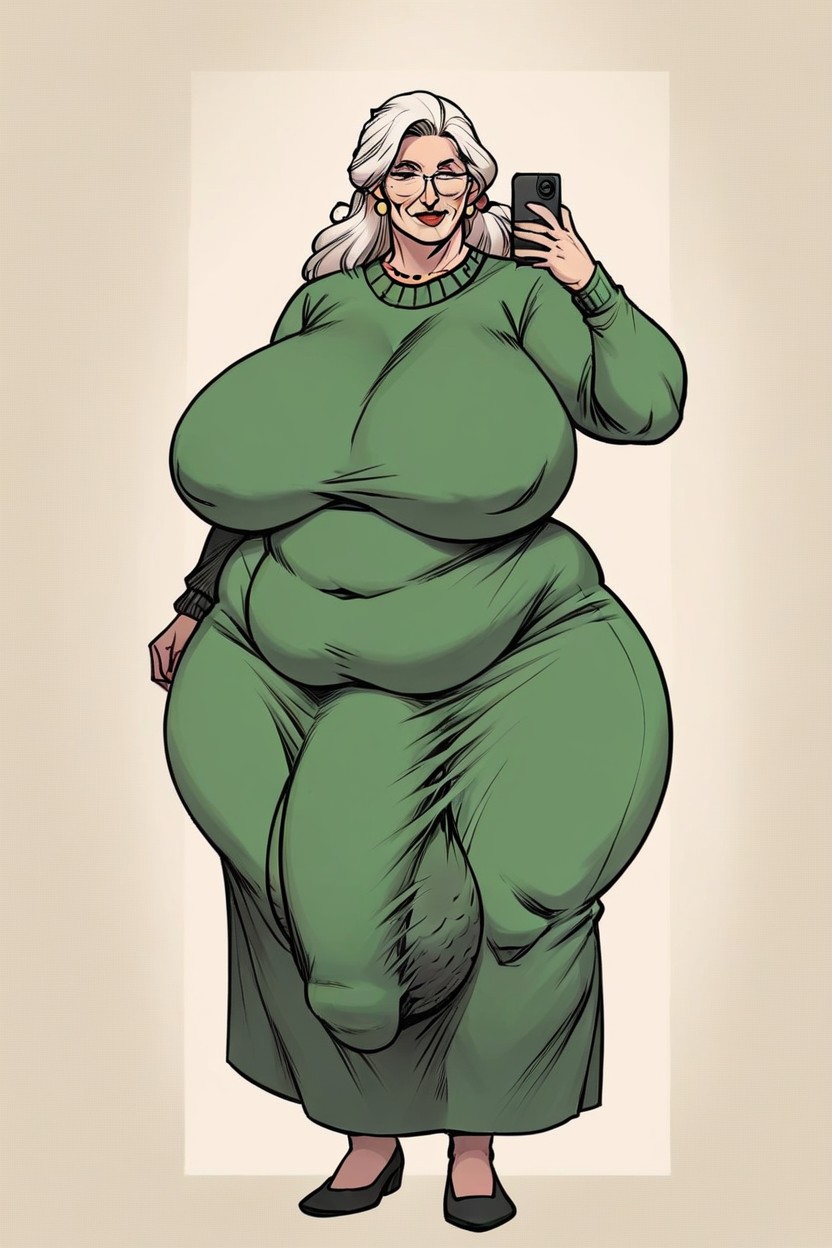 Straight, Green Sweater Dress, Beautiful AI Porn