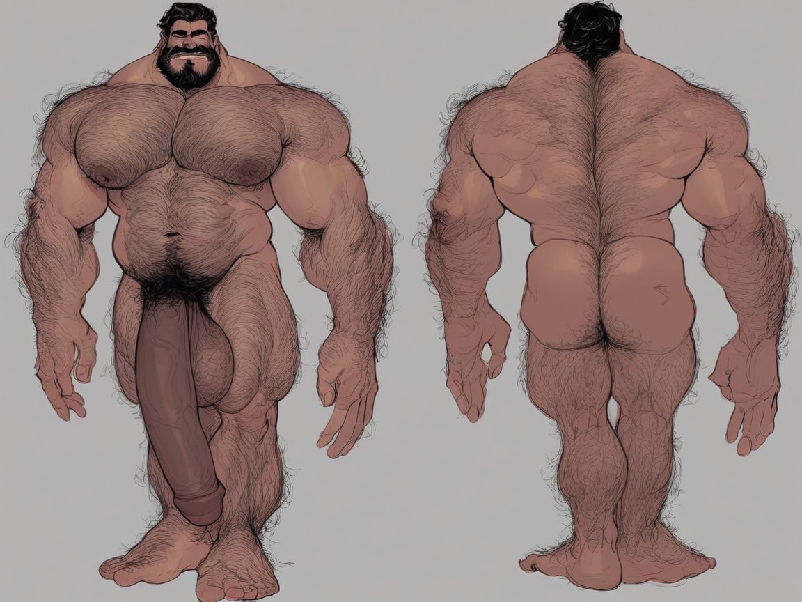 Giant Beast Caveman With Big Hairy Legs A Colossal Uncut Cock, Oversized Giant Arms And Legs, Giant Feet AI同性恋黄片