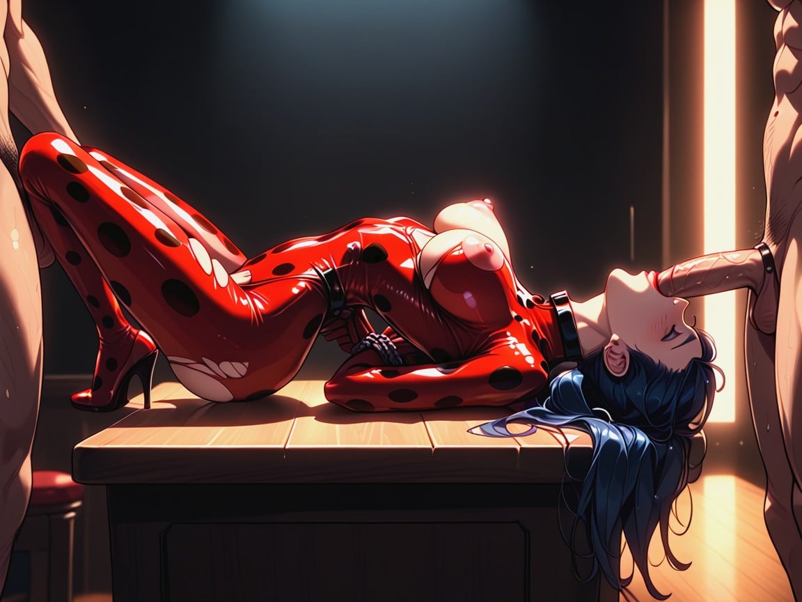 Spitroast, Men Watching From The Shadows, Side View Hentai AI Porn