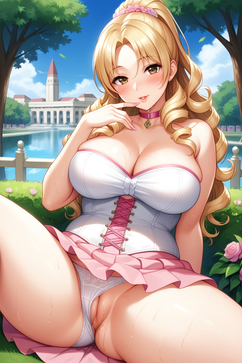 Front View, Curly Hair, Medium Perky Breasts Hentai AI Porn