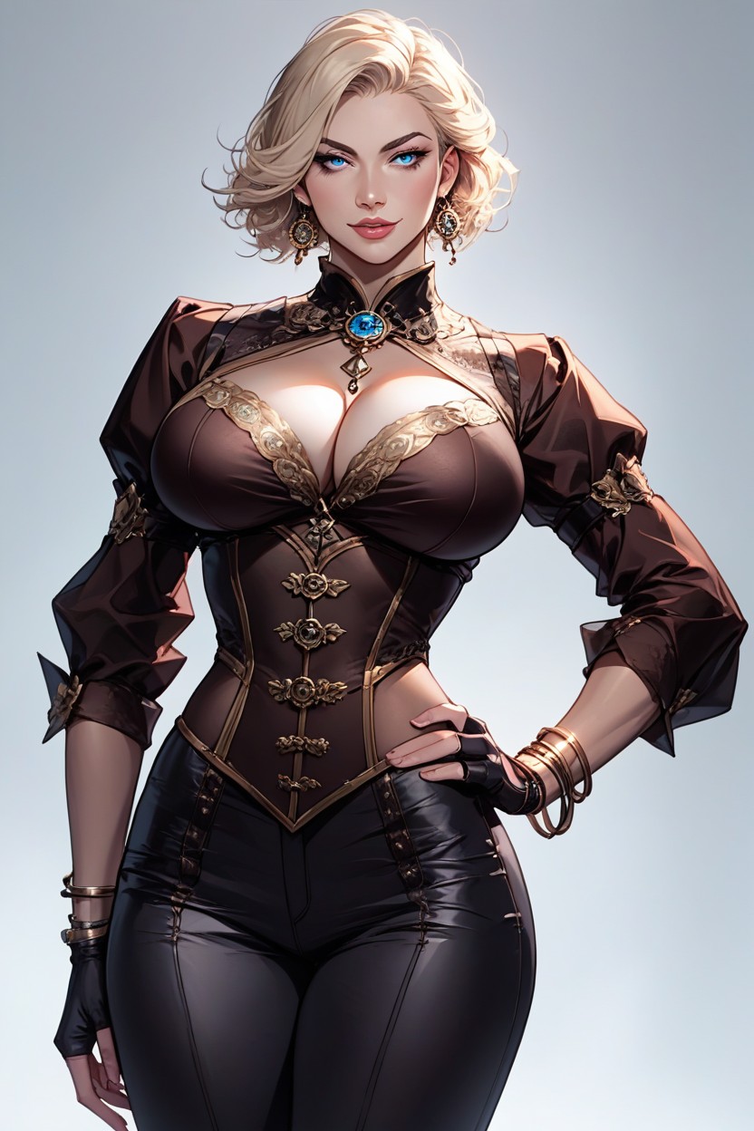 Steampunk, Waist Shot, Light Skin African Hentai AI Porn