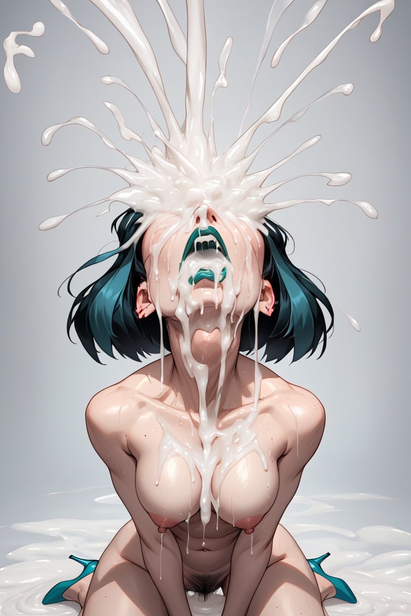 Excessive Cum On Face, Naked, Explosive Cumshot On Throat AI Porn