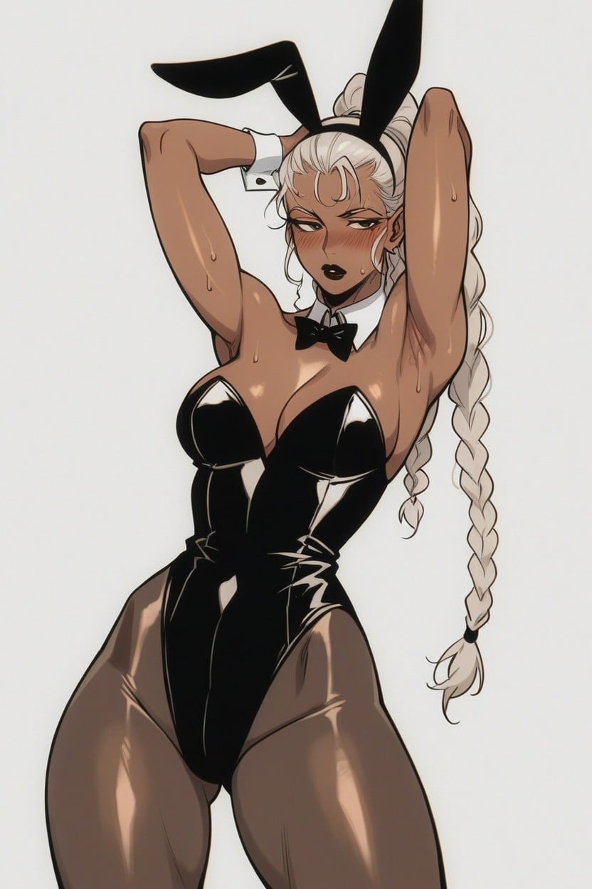 Black Lips, Oiled Skin, Long Ponytail Hentai AI Porn