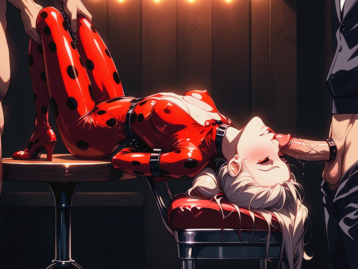 Chin Raised, Bent Over Backwards, Laying On Chair On Stage Hentai AI Porn