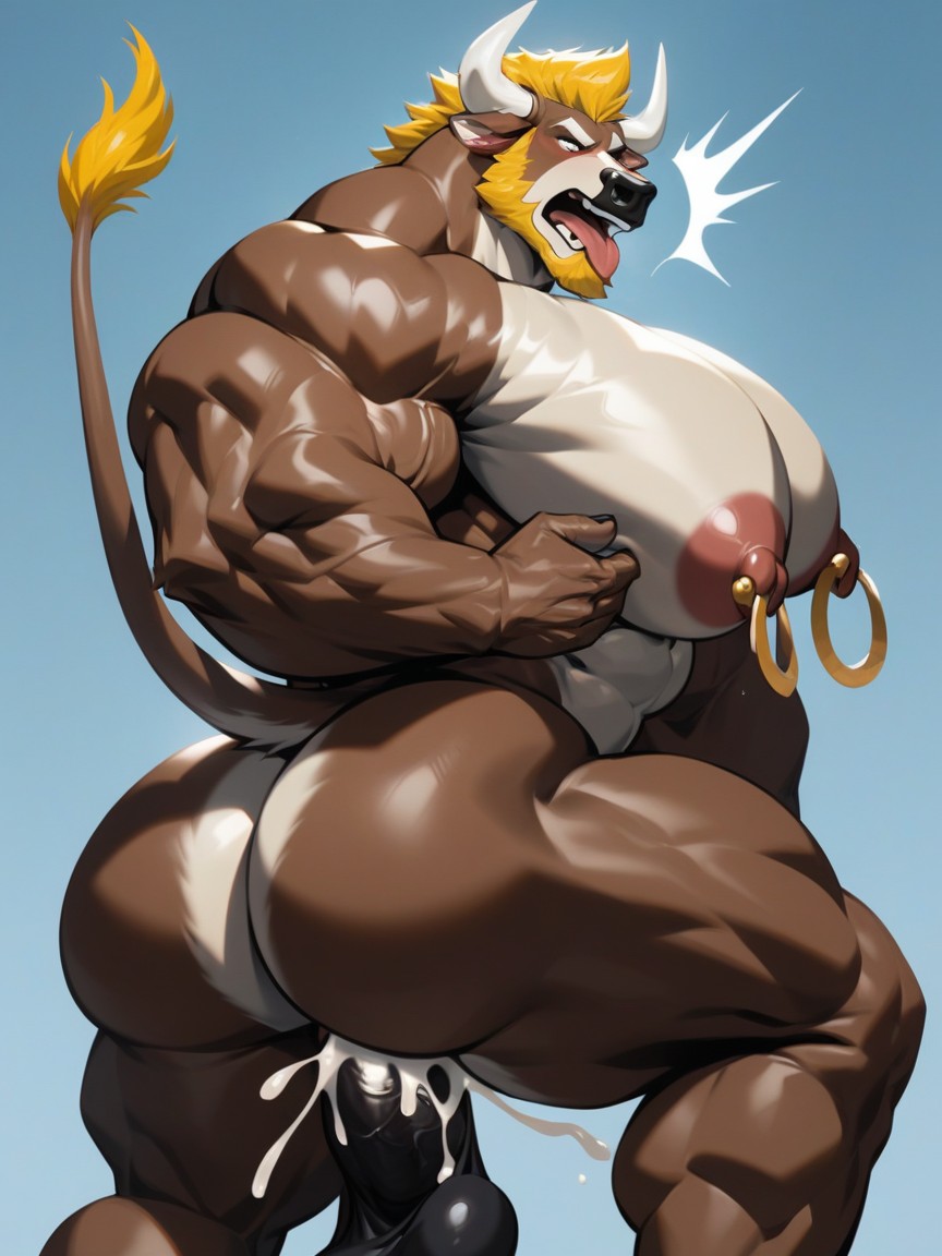 Tongue Out, Men, Big Muscle AI Gay Porn