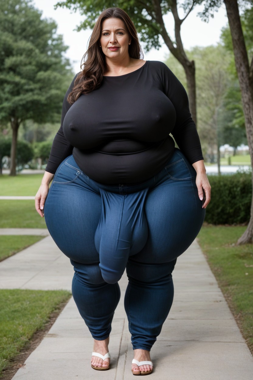 Pale Skin, Massive Ass, Brunette AI Porn
