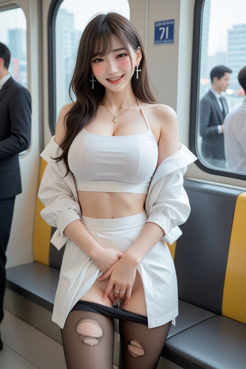 Black Stockings, Night, Wearing Black Pencil Skirt Asian AI Porn