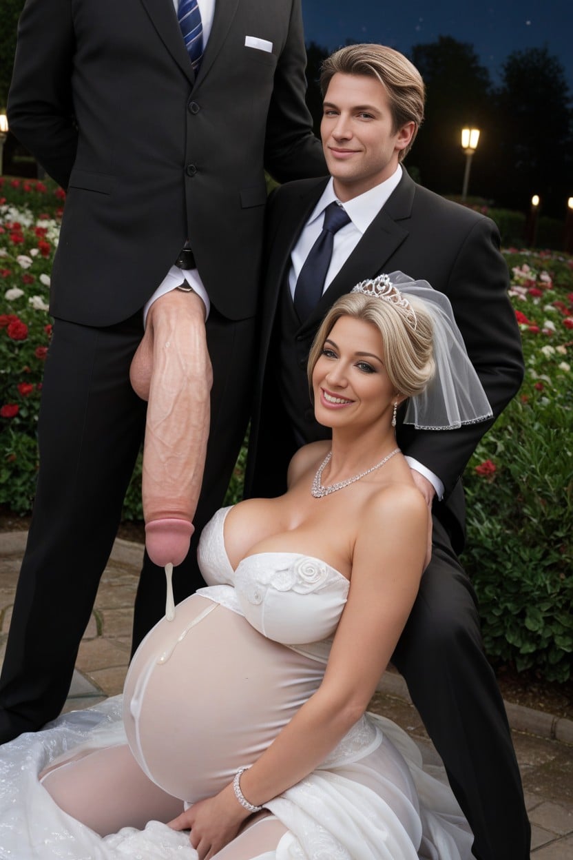 Many People Around, Huge Cock, Men Standing AI Porn