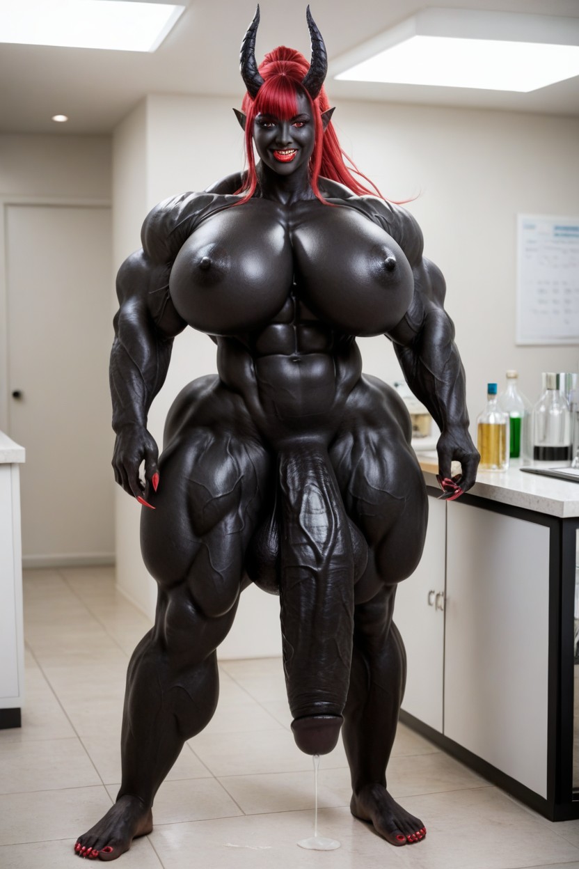 Impossibly Gigantic Black Cock, Hyper Black Cock Growth, Red Eyes ニューハーフAIポルノ