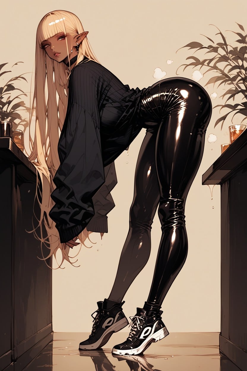 Black Skin, Black Sweater, Full Lips Hentai AI Porn