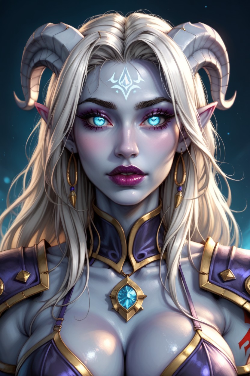 Looking At The Viewer, Purple Lipstick, Full Body View AI Porn