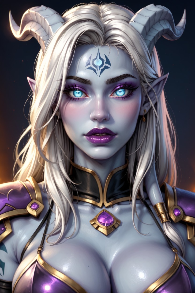 Blue Skin, Purple Lipstick, Purple Makeup AI Porn
