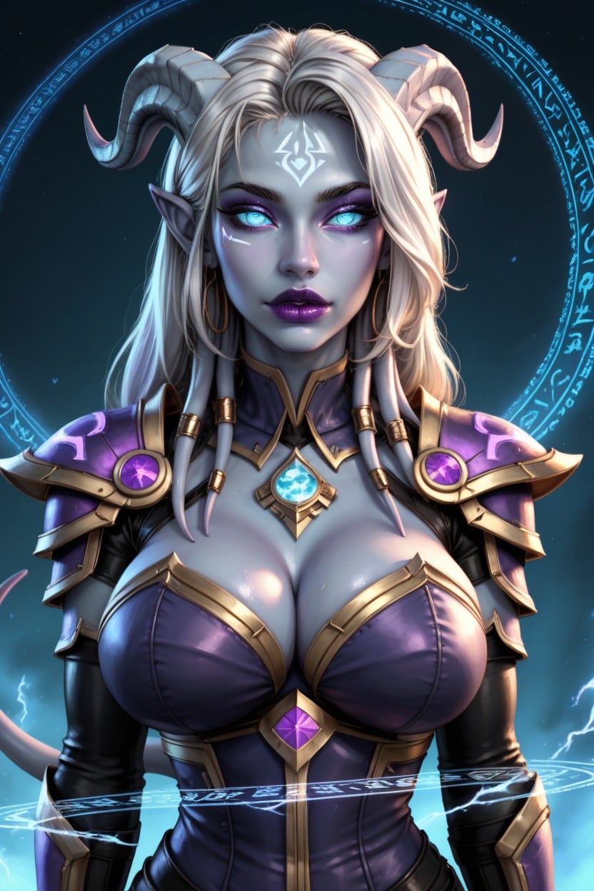 Female Draenei, Large Breast, Body Full Tattoo AI Porn