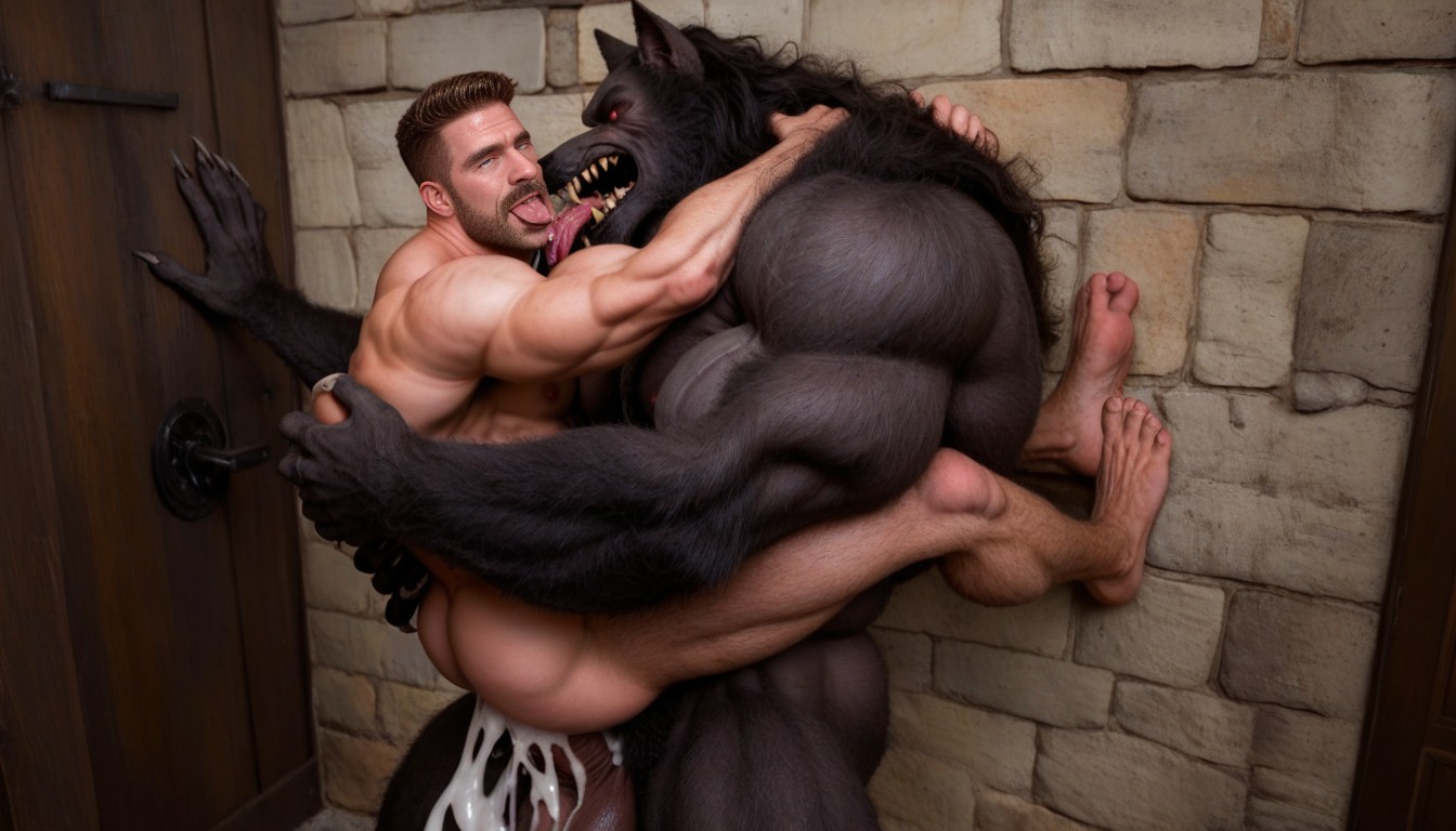 18+, Gay Werewolf Pressed Against The Wall By Vampiremonster, Gay Werewolf Gets Lifted Up By Vampiremonster AI Gay Porn