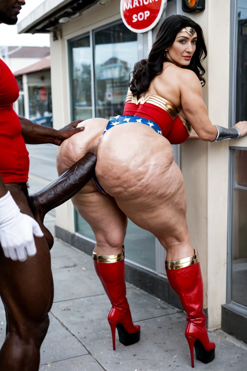 Interracial, Hand On Butt, Extremely Muscular AI Porn