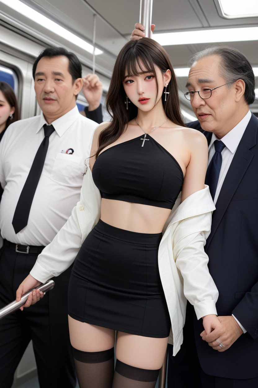 Squirting, Men Looking At Her, Old Man Grabbing Her Breasts Asiatischer KI Porno