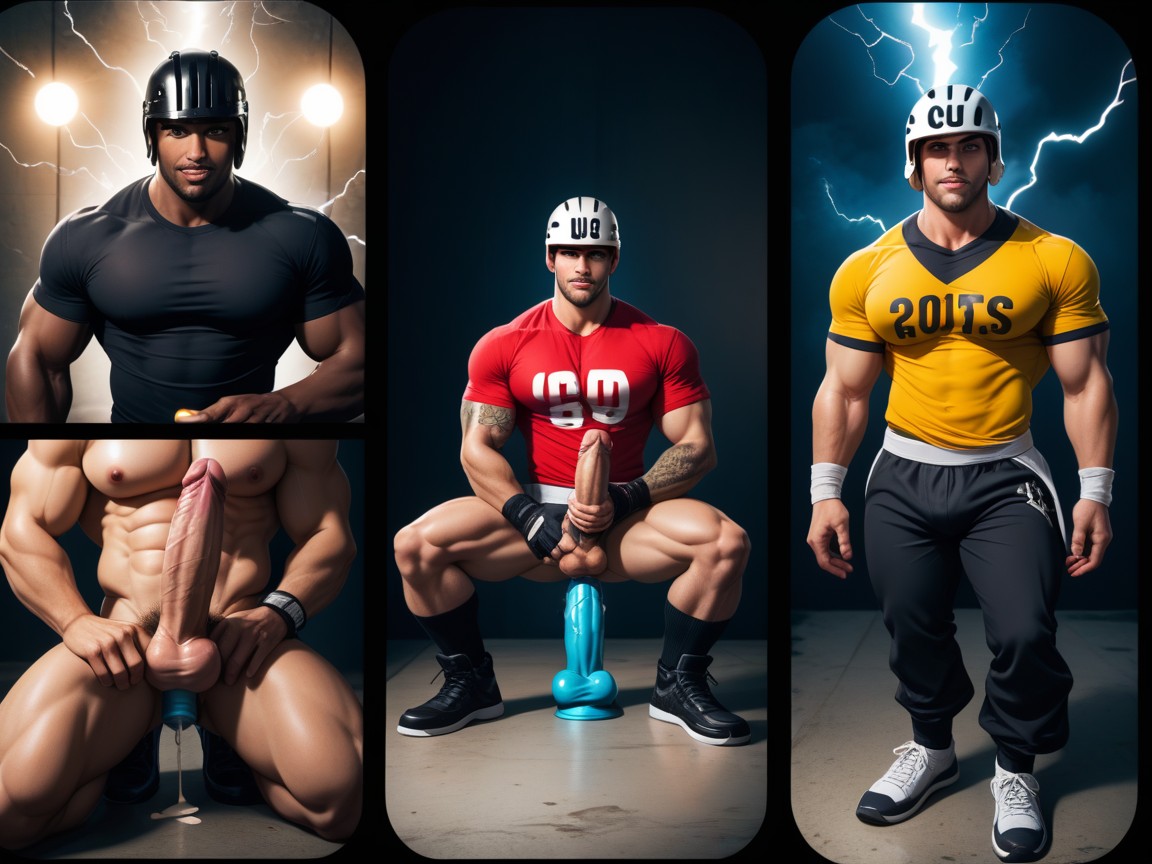 Team Shirt With Words "hard As Fuck" Spelled Out, Big Thick Vibrating Cocks, Club AI Gay Porn