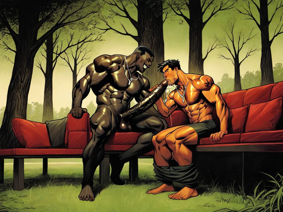 Oversized Muscles, Blowjob, Smug AI Gay Porn