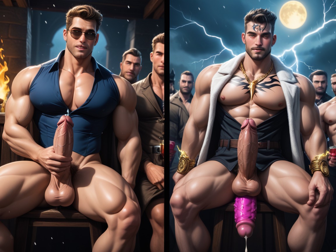 Big Erect Vibrating Cock, Charming, Twitching Cock AI Gay Porn