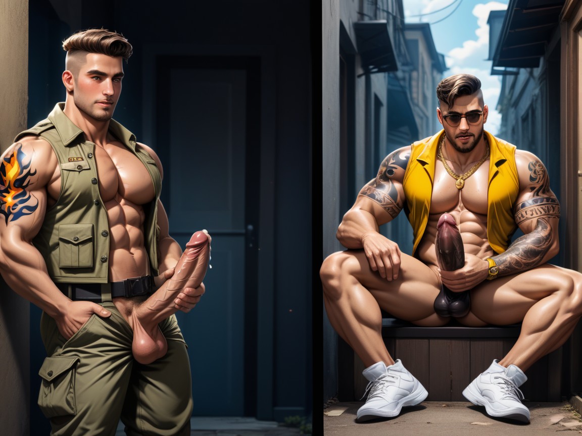 Open Vest, Motion Lines, Cum Dump AI Gay Porn