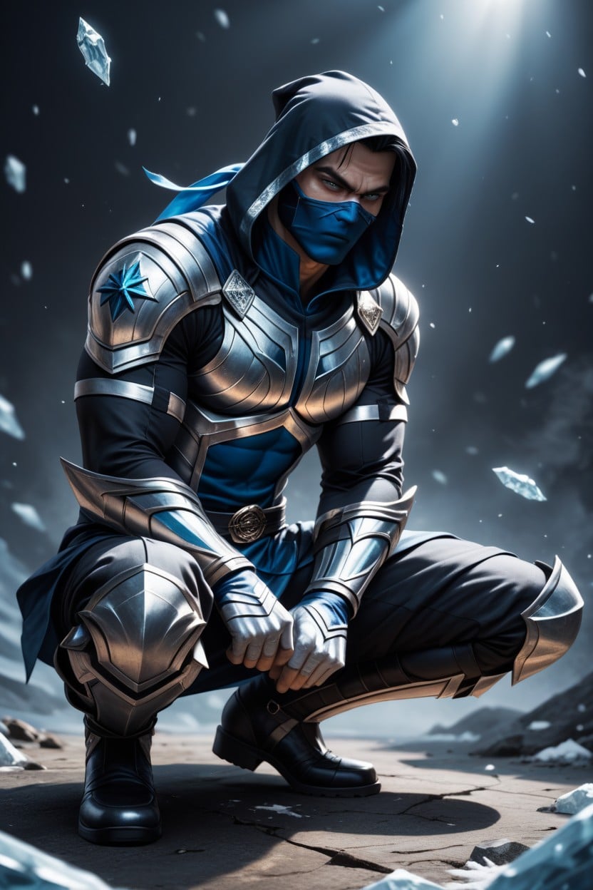 Angry, Surrounded By Shards Of Ice, Squatting AI Gay Porn